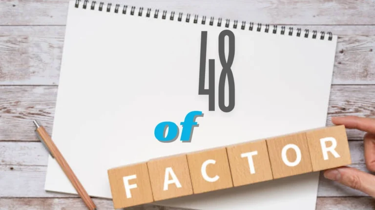 Colorful math chart explaining the factors of 48 with visual clarity for easy learning and number understanding.