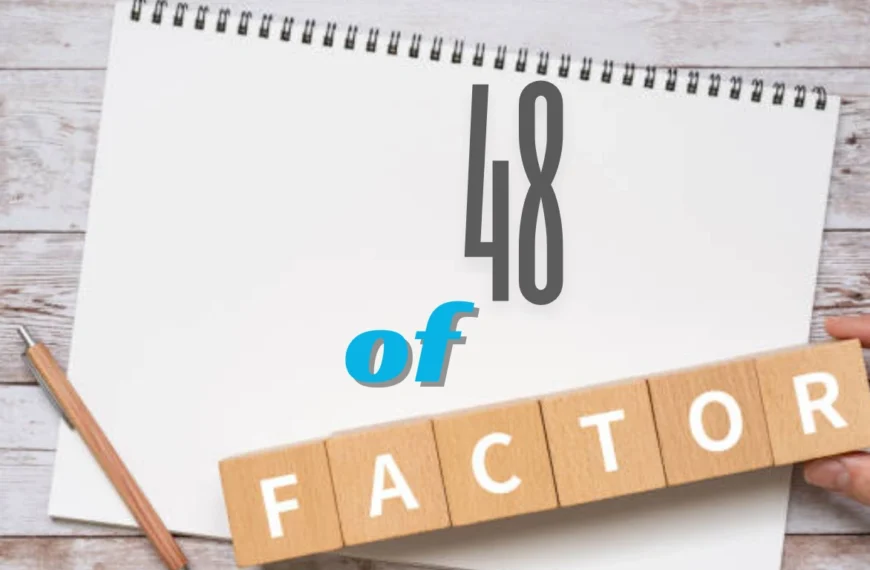 Colorful math chart explaining the factors of 48 with visual clarity for easy learning and number understanding.