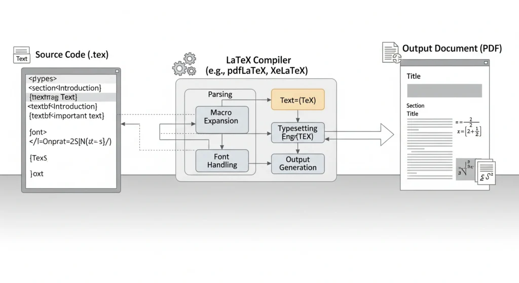 make me professional, informational and wonderful blog post image on this topic "How LaTeX Software Works (And Why It Feels Different)"